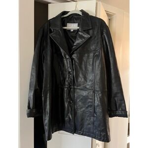Wilsons Leather‎ Maxima Black Leather Car Coat 4X Longline Blazer Jacket